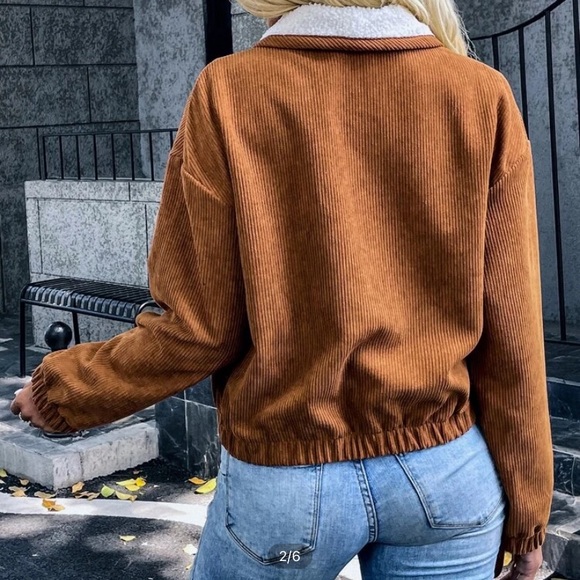 CROPPED CORDUROY BOMBER JACKET - Picture 8 of 8